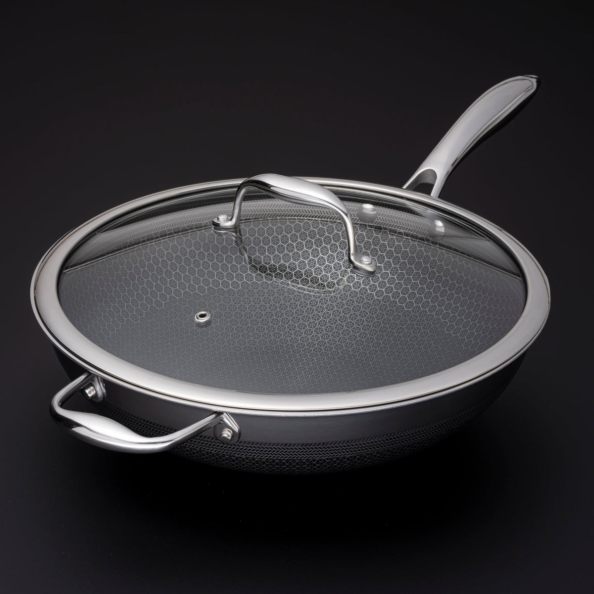 12 inch hybird wok with glass lid