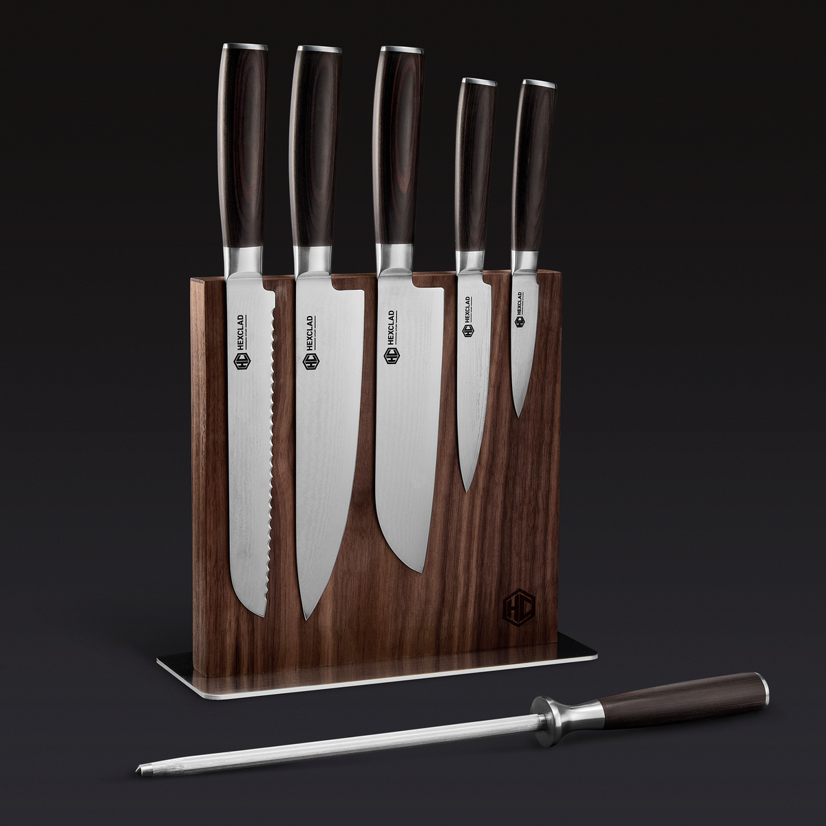 Damascus Steel Knife Set, 7-pc (Espresso)