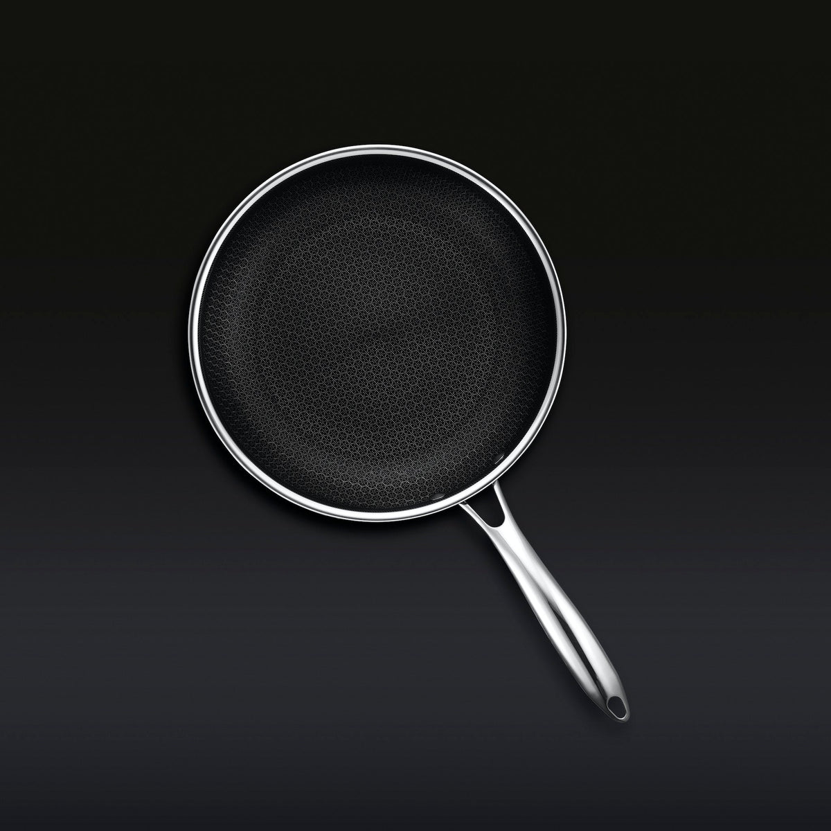Bird's eye view of HexClad 10' frying pan