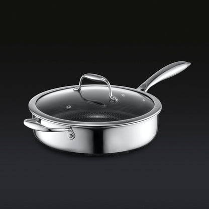 Hybrid Deep Sauté Pan with Lid, 3.3-Qt