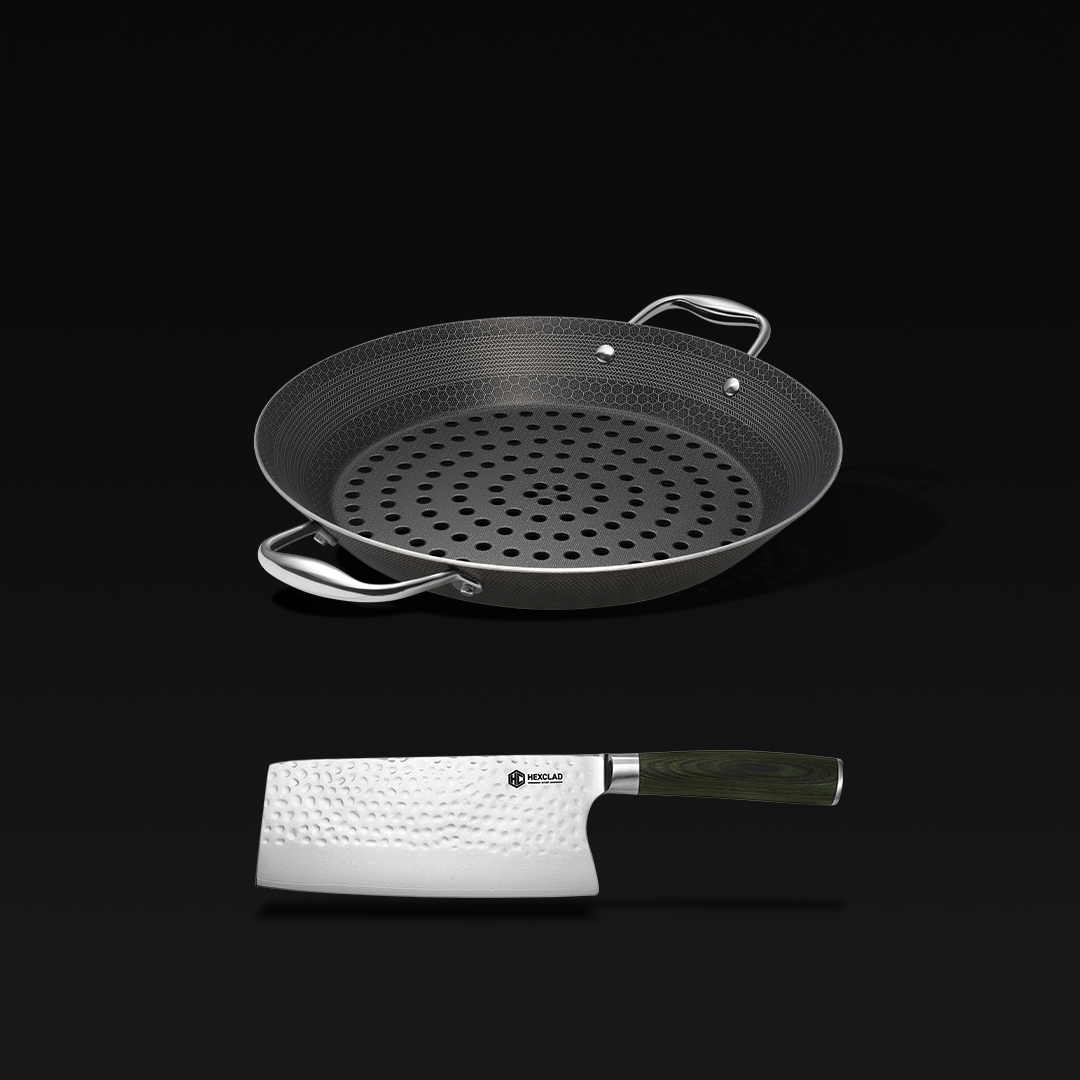 HexClad BBQ Grill Pan + Meat Cleaver Bundle